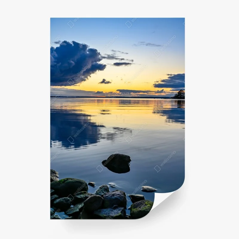 Wall mural serene coastal sunset reflection