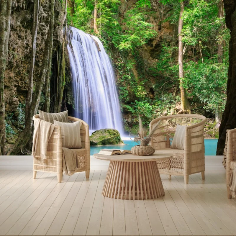 Wall mural serene waterfall at Erawan National Park