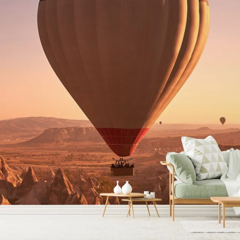 Wall mural Cappadocia sunrise balloon over rock formations