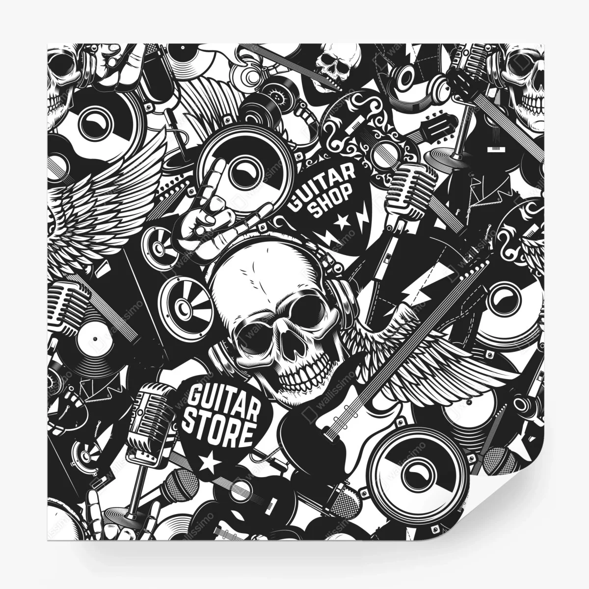 Wall mural rock and roll skull music collage ⁕ Wallissimo®