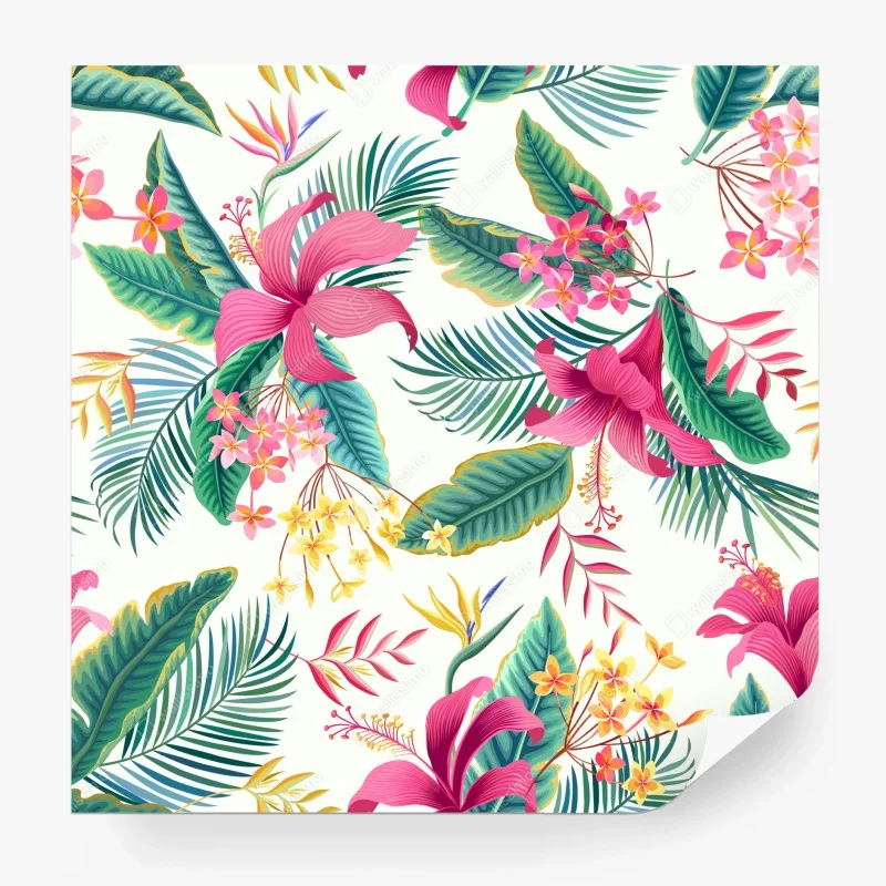 Wall mural tropical botanical bloom pattern