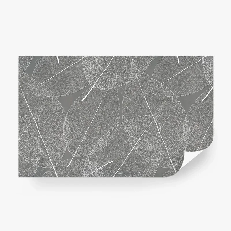 Wall mural delicate leaf vein pattern in gray