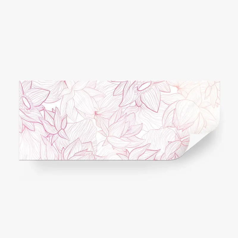 Wall mural blush pink floral line art