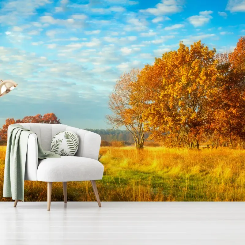 Wall mural golden autumn meadow ⁕ Wallissimo®