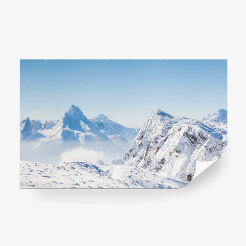 Wall mural serene snow-capped mountain panorama