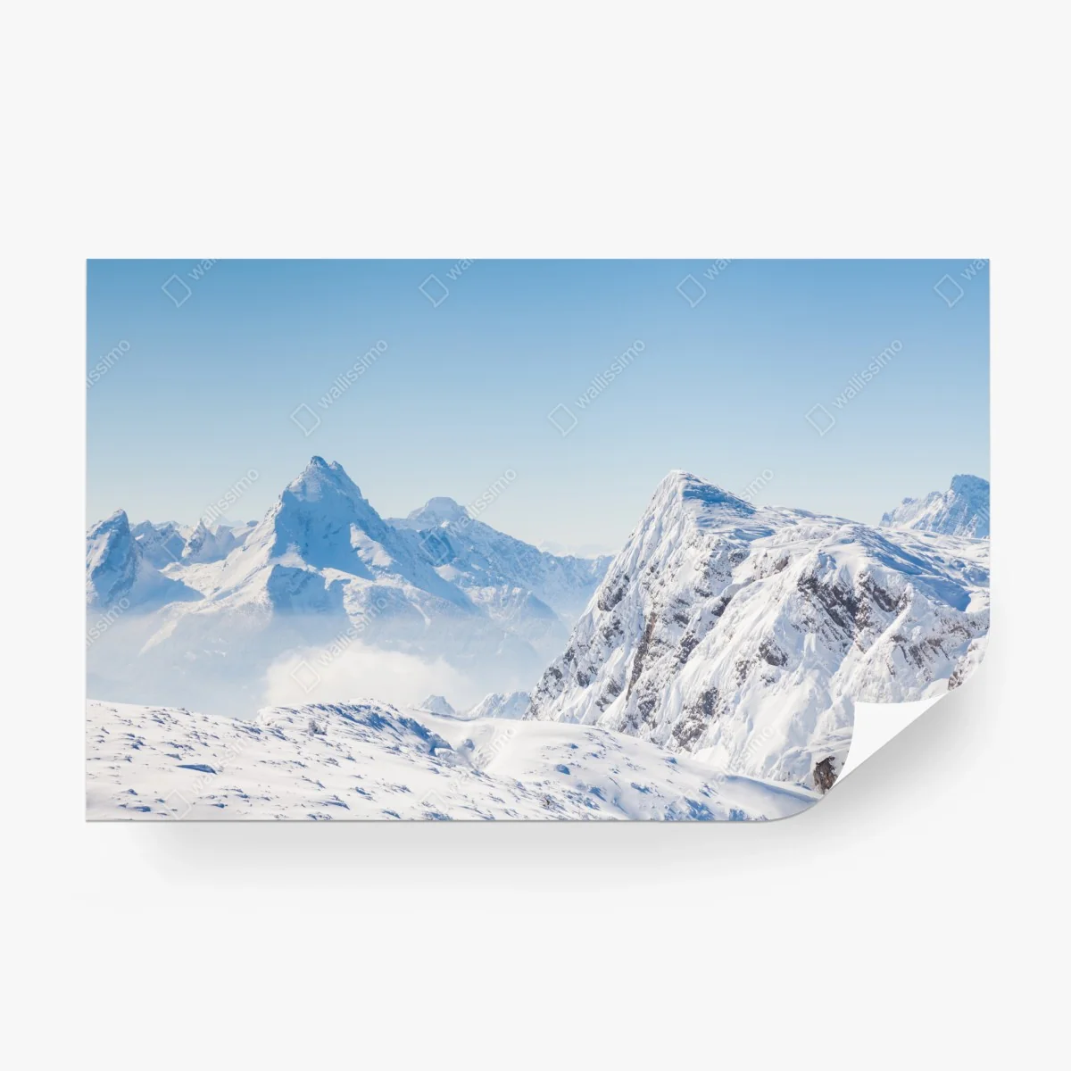 Wall mural serene snow-capped mountain panorama • Wallissimo®