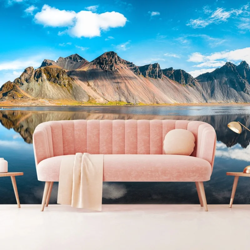 Wall mural Vestrahorn mirrored on calm waters at Stokksnes, Iceland