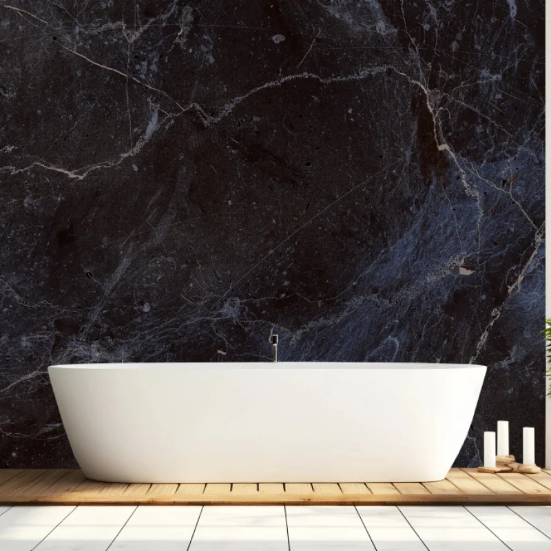 Wall mural dark marble texture with blue veins