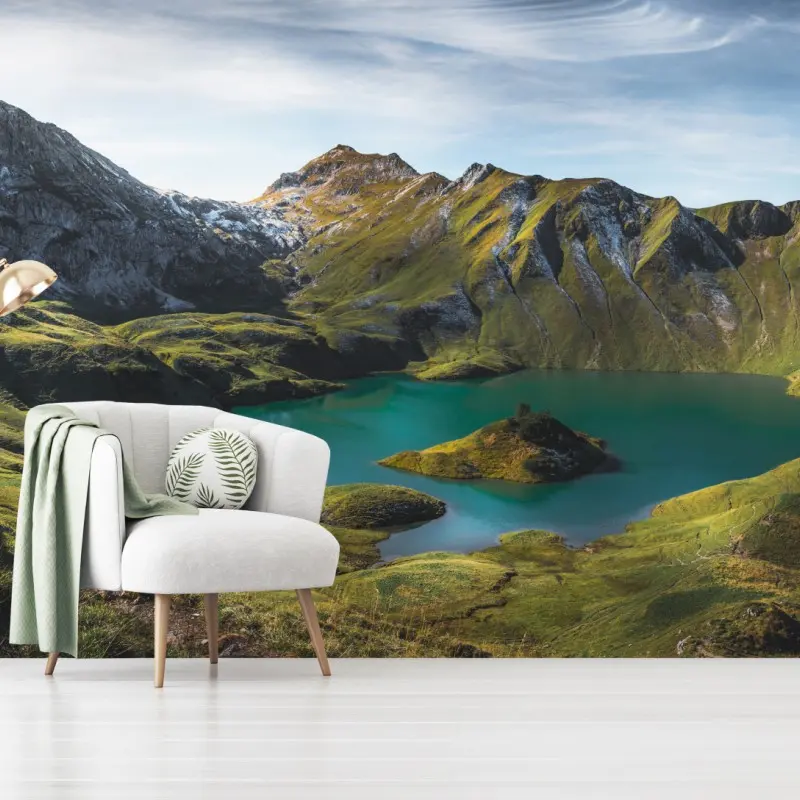 Wall mural turquoise lake at Schrecksee, Bavaria