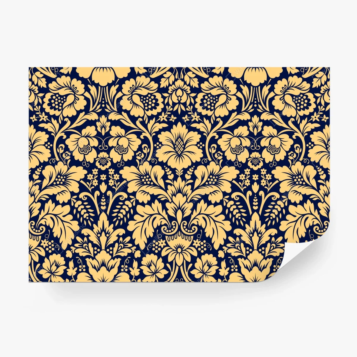 Wall mural navy and beige damask floral pattern • Wallissimo® Wall mural navy and beige damask floral pattern • Wallissimo®