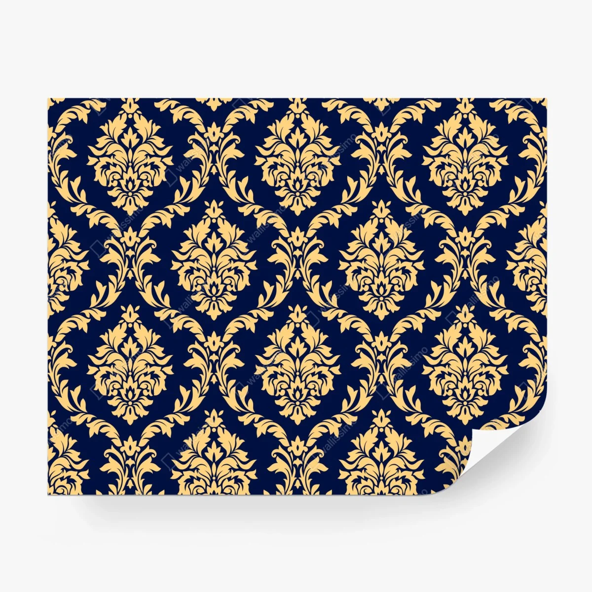 Wall mural elegant gold damask pattern on navy background • Wallissimo® Wall mural elegant gold damask pattern on navy background • Wallissimo®