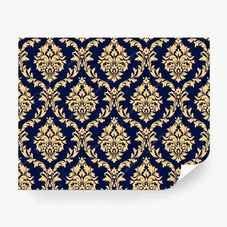 Wall mural elegant gold damask pattern on navy background • Wallissimo®