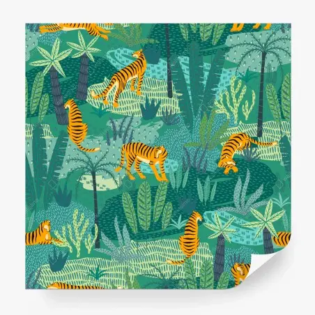 Wall mural tropical jungle with tigers pattern • Wallissimo®