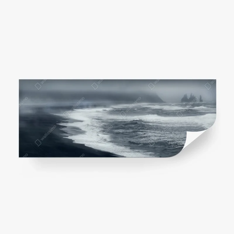 Wall mural stormy coast of Iceland panorama