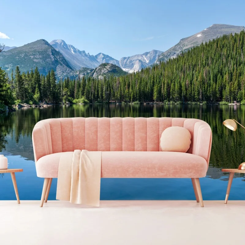 Wall mural mountain lake reflection ⁕ Wallissimo® Wall mural mountain lake reflection ⁕ Wallissimo®