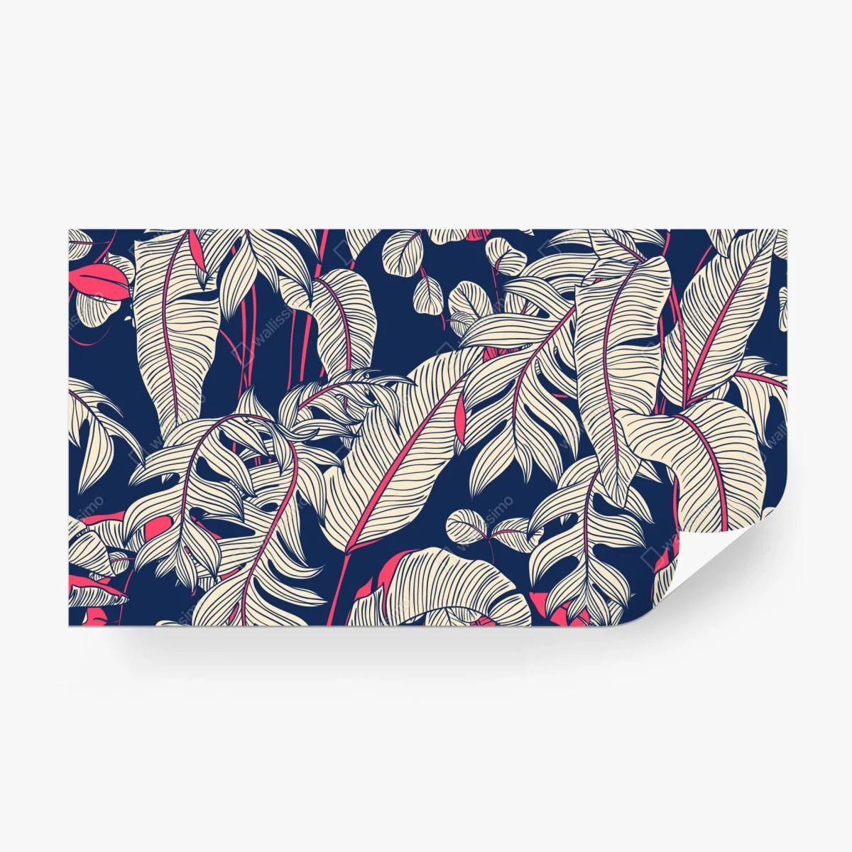 Wall mural navy tropical leaves pattern ⁕ Wallissimo® Wall mural navy tropical leaves pattern ⁕ Wallissimo®