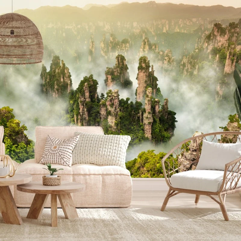 Wall mural misty pillars of Zhangjiajie