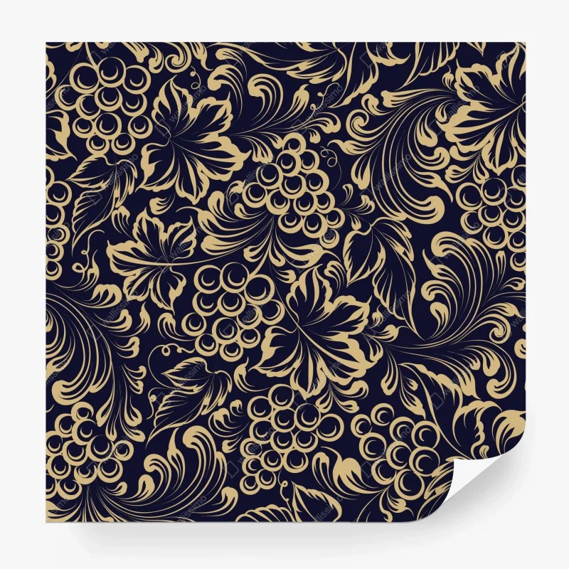 Wall mural elegant baroque grape pattern in gold
