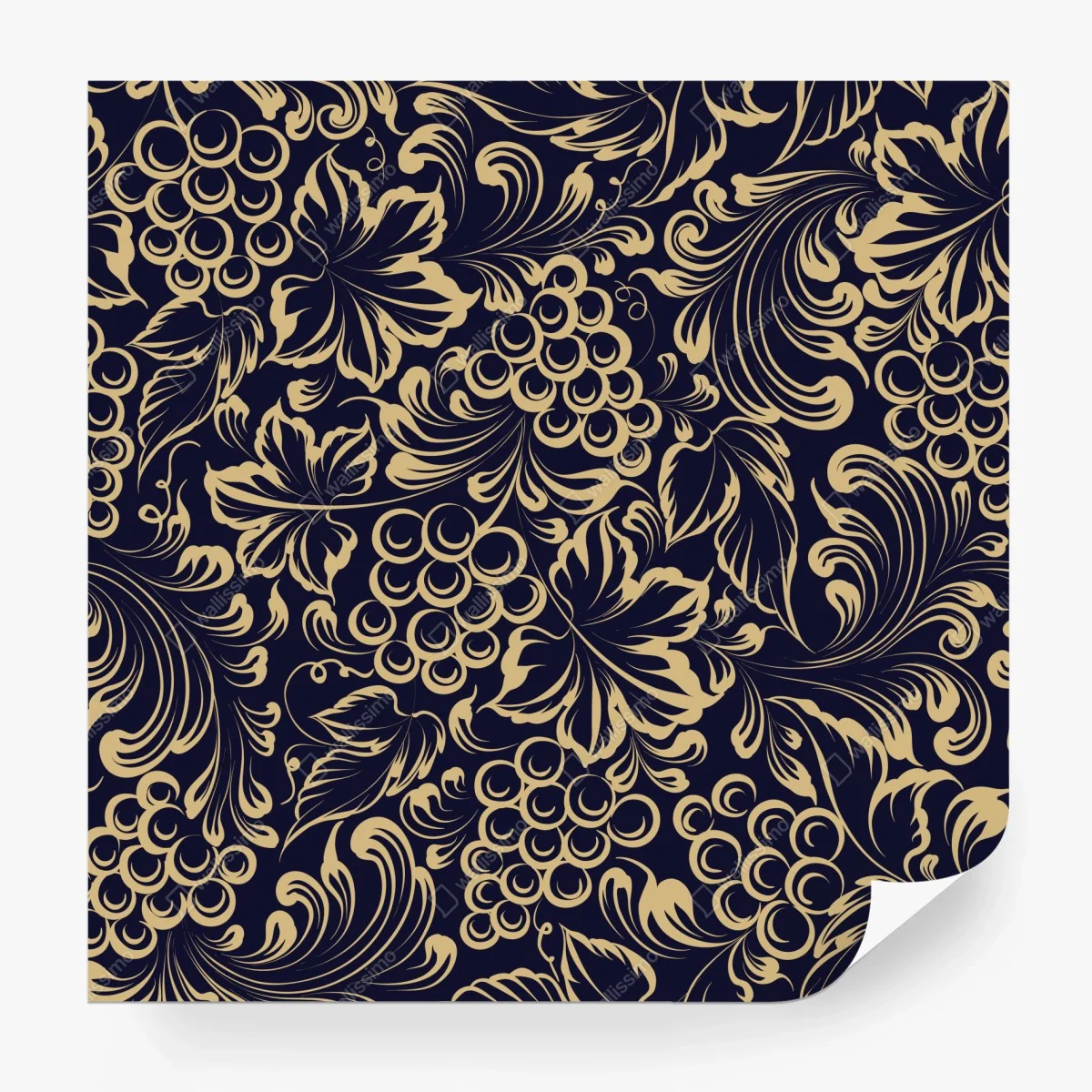 Wall mural elegant baroque grape pattern in gold ⁕ Wallissimo®