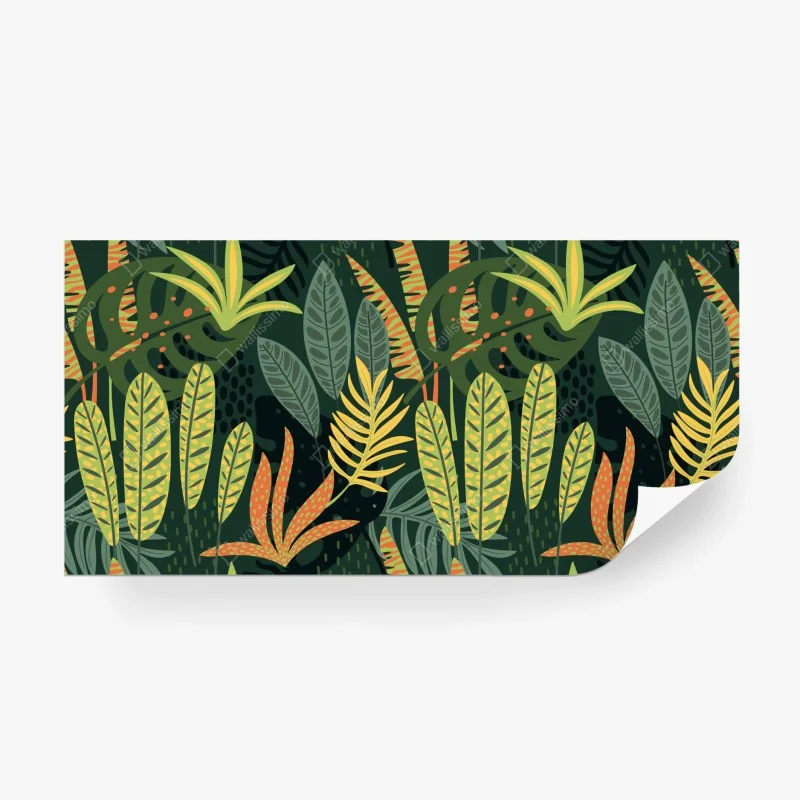 Wall mural vibrant tropical foliage pattern ⁕ Wallissimo® Wall mural vibrant tropical foliage pattern ⁕ Wallissimo®