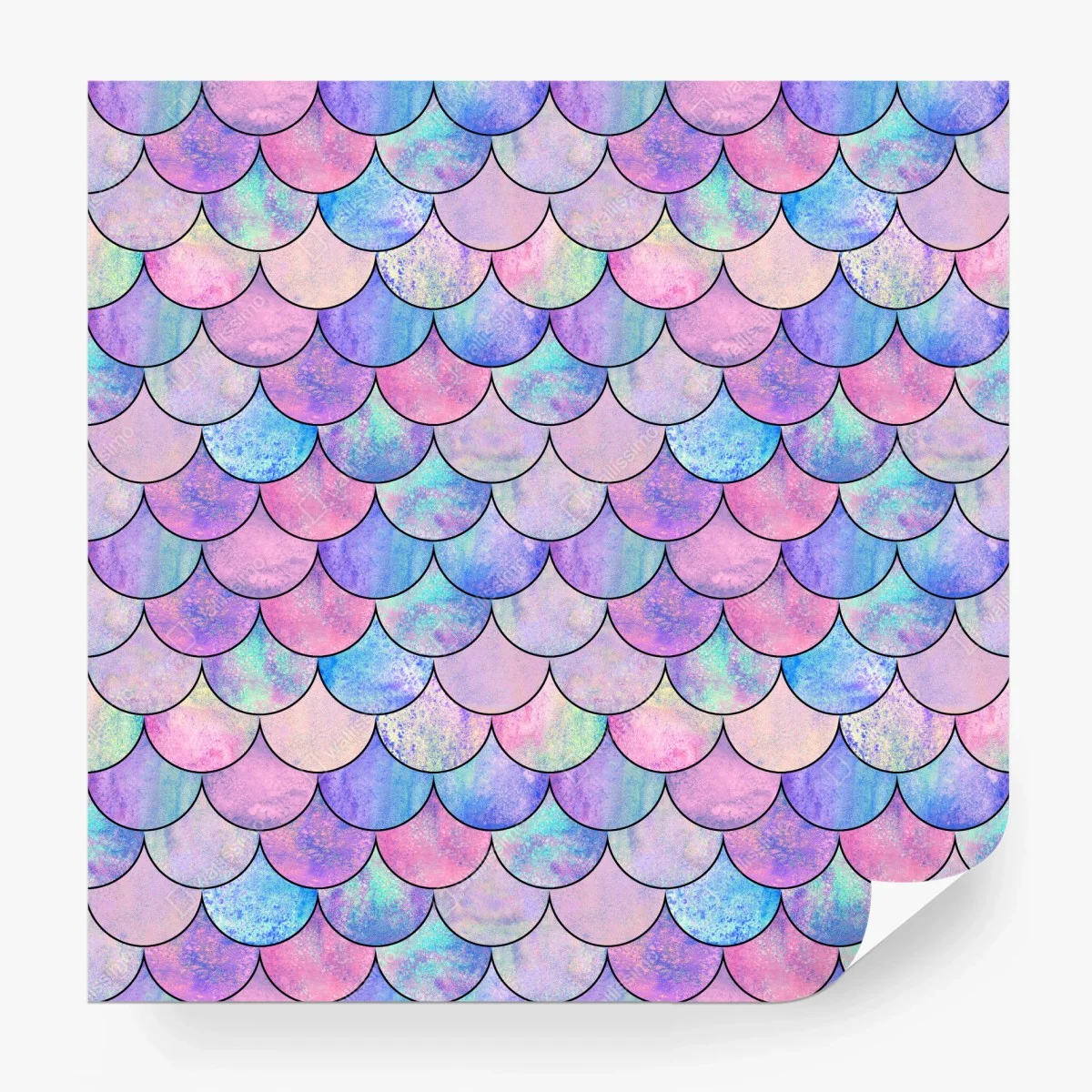 Wall mural pastel mermaid scales pattern ⁕ Wallissimo®