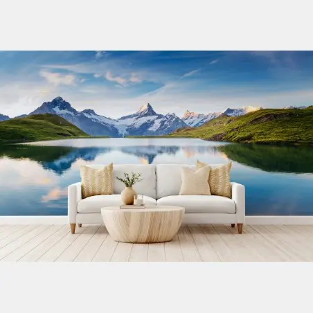 Wall mural majestic Alps reflection at Bachalpsee • Wallissimo®