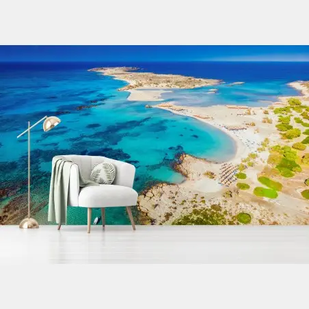 Wall mural Elafonissi beach, Crete turquoise lagoon • Wallissimo®