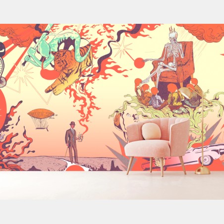 Wall mural psychedelic surrealist dreamscape • Wallissimo®