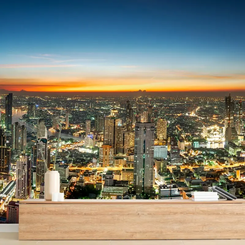 Wall mural Bangkok skyline at dusk