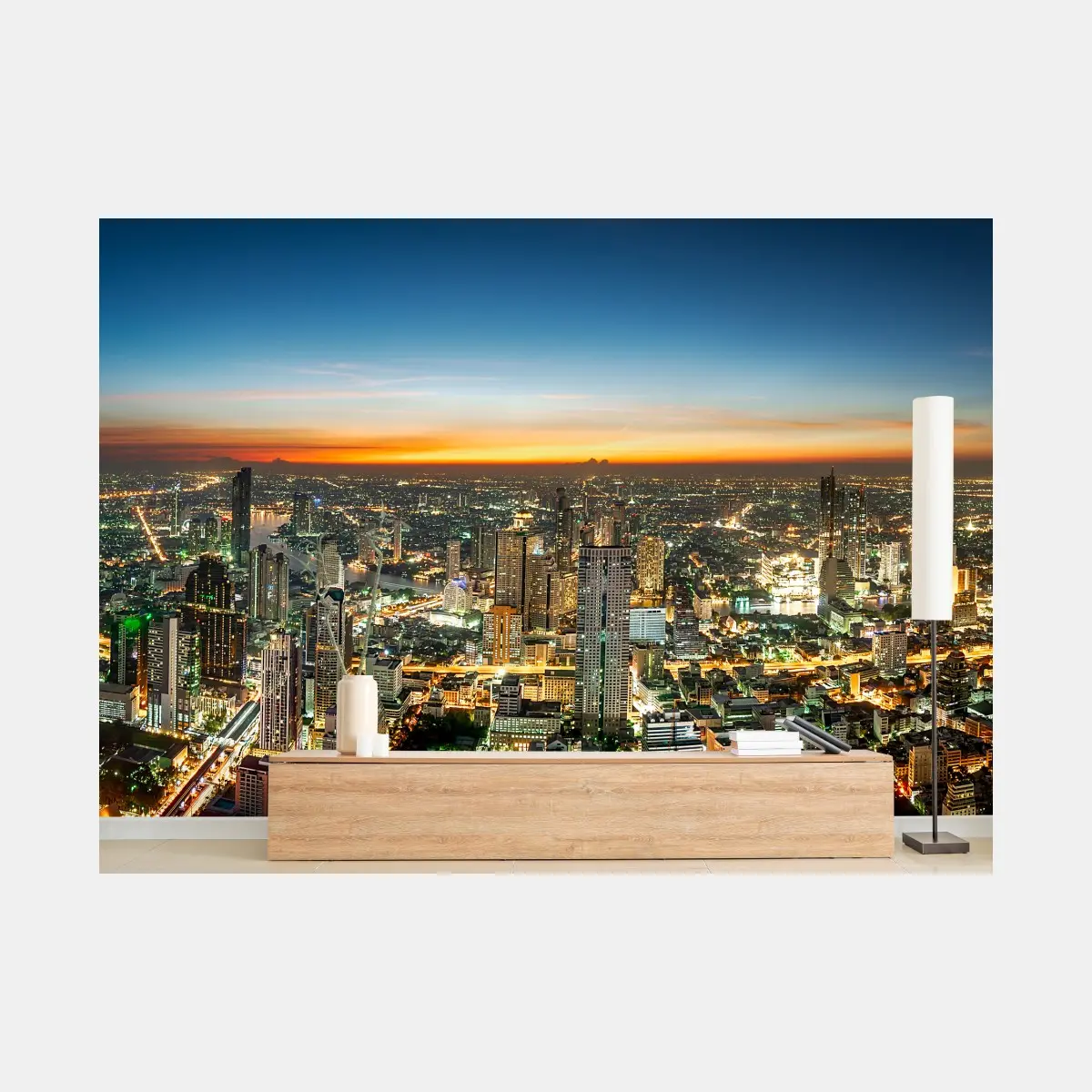 Wall mural Bangkok skyline at dusk • Wallissimo®