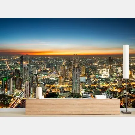 Wall mural Bangkok skyline at dusk • Wallissimo®