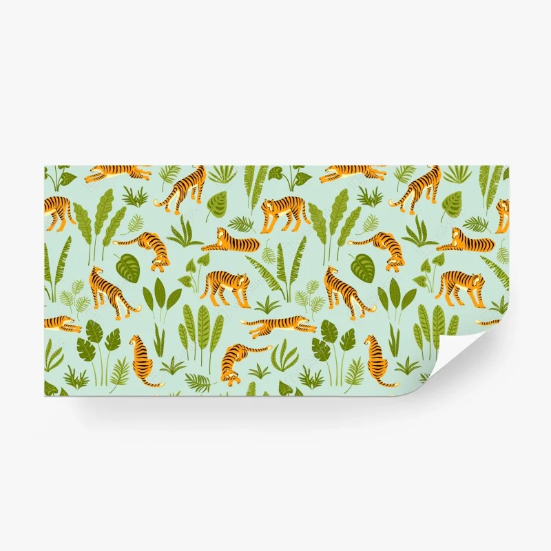 Wall mural playful tiger jungle pattern