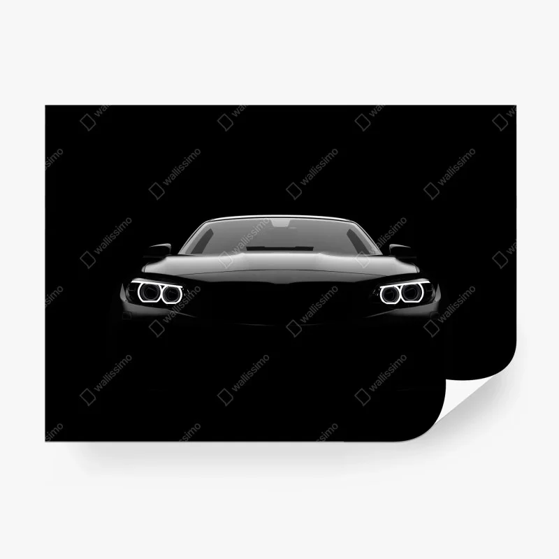 Wall mural sleek black sports car front view