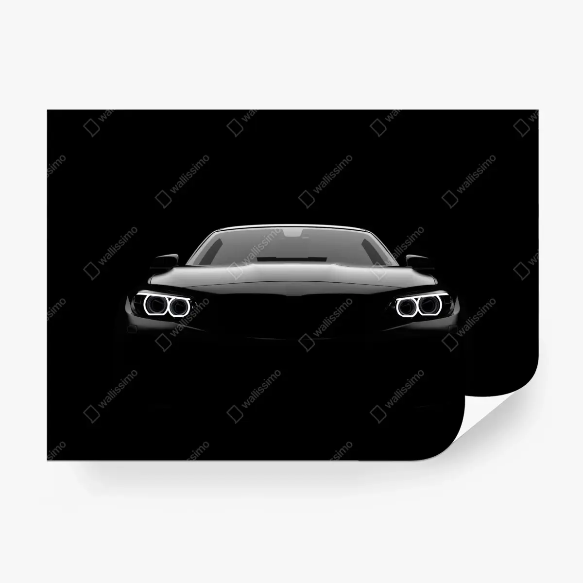 Wall mural sleek black sports car front view • Wallissimo® Wall mural sleek black sports car front view • Wallissimo®