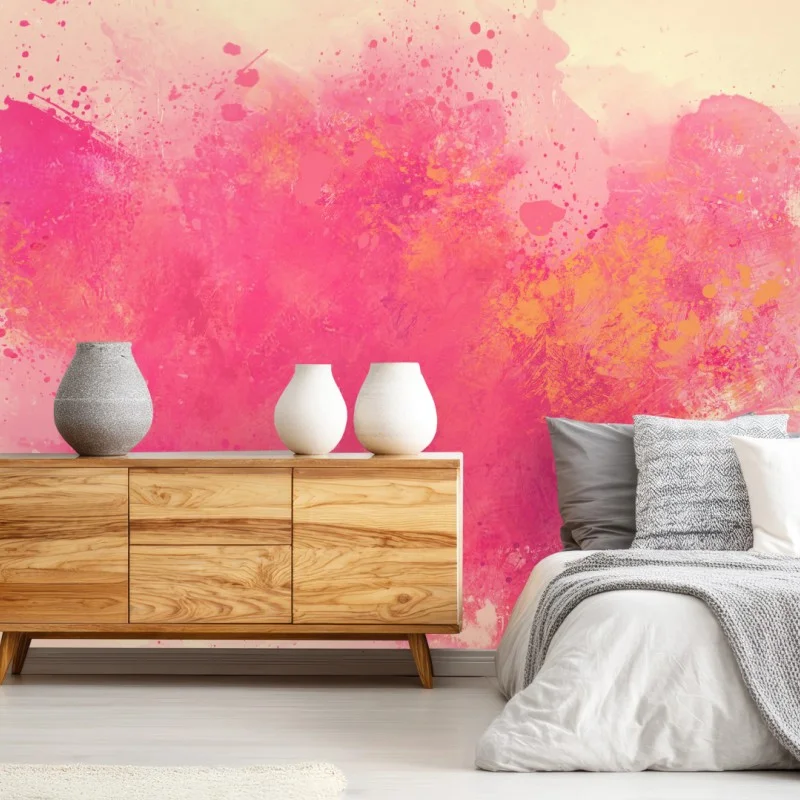 Wall mural vibrant pink watercolor splash