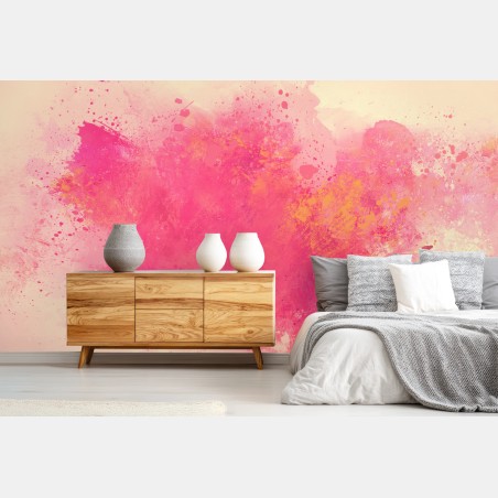 Wall mural vibrant pink watercolor splash • Wallissimo®