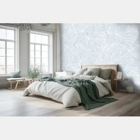 Wall mural soft blue botanical pattern • Wallissimo®