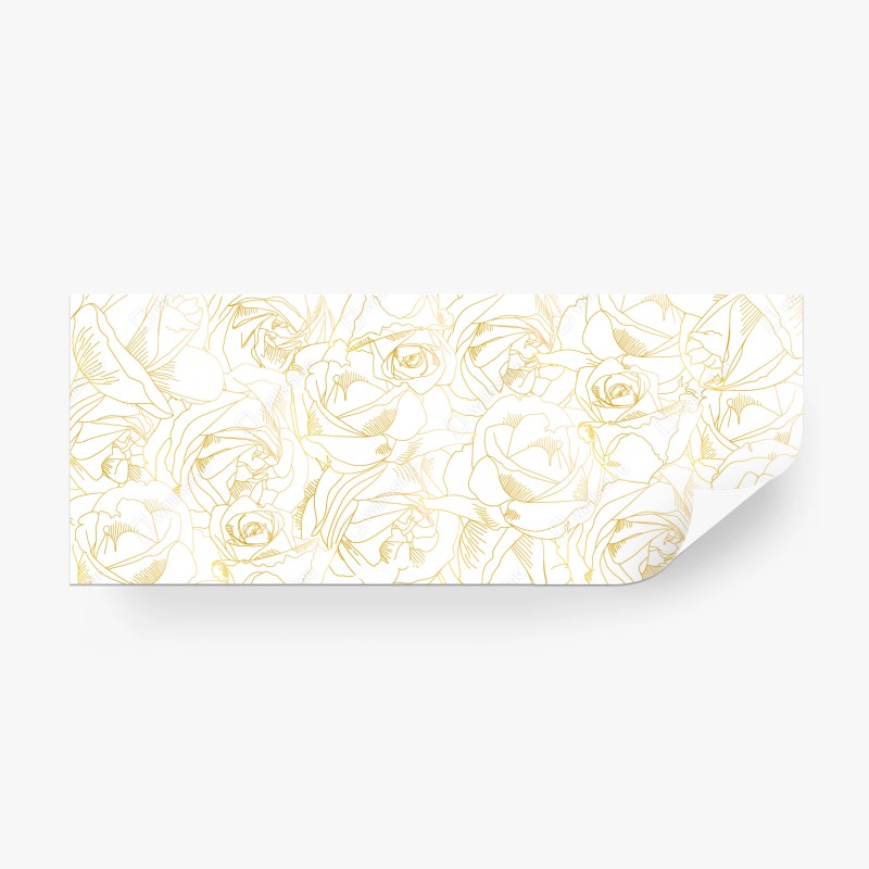 Wall mural delicate gold rose line art pattern