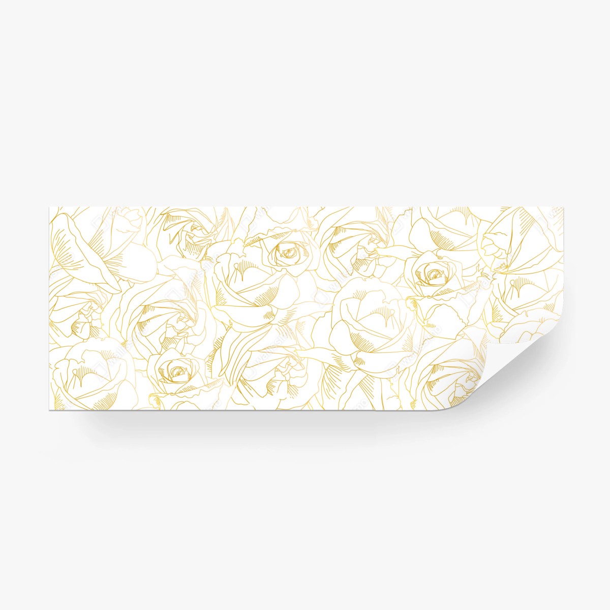 Wall mural delicate gold rose line art pattern • Wallissimo®