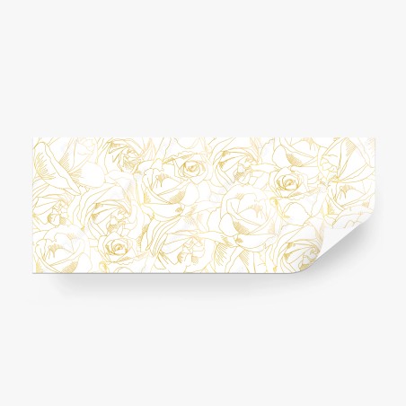 Wall mural delicate gold rose line art pattern • Wallissimo®