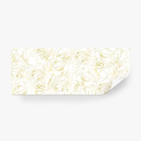 Wall mural delicate gold rose line art pattern • Wallissimo®
