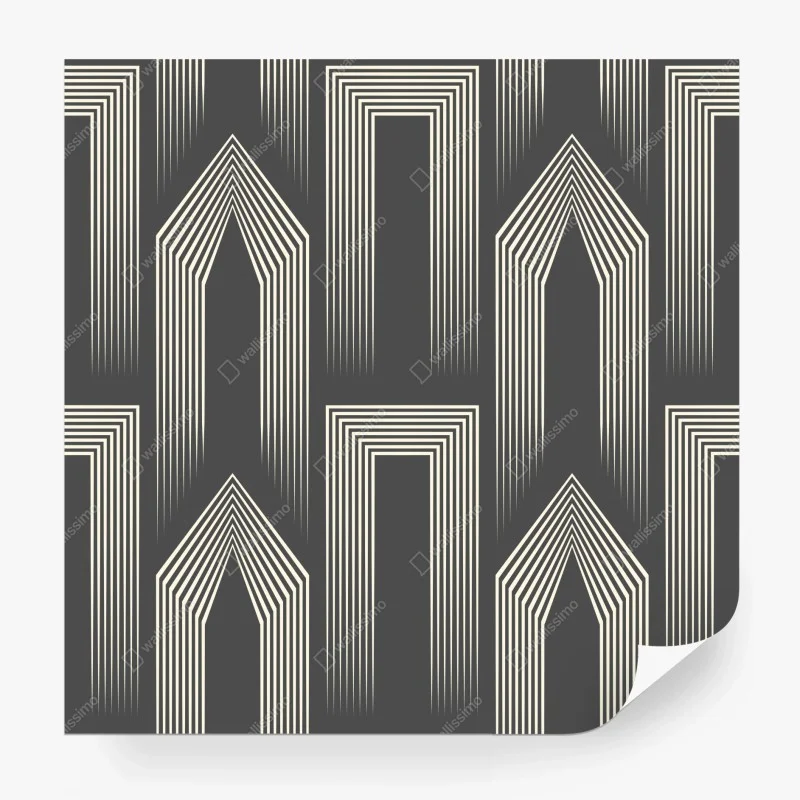 Wall mural art deco geometric pattern in gray and beige