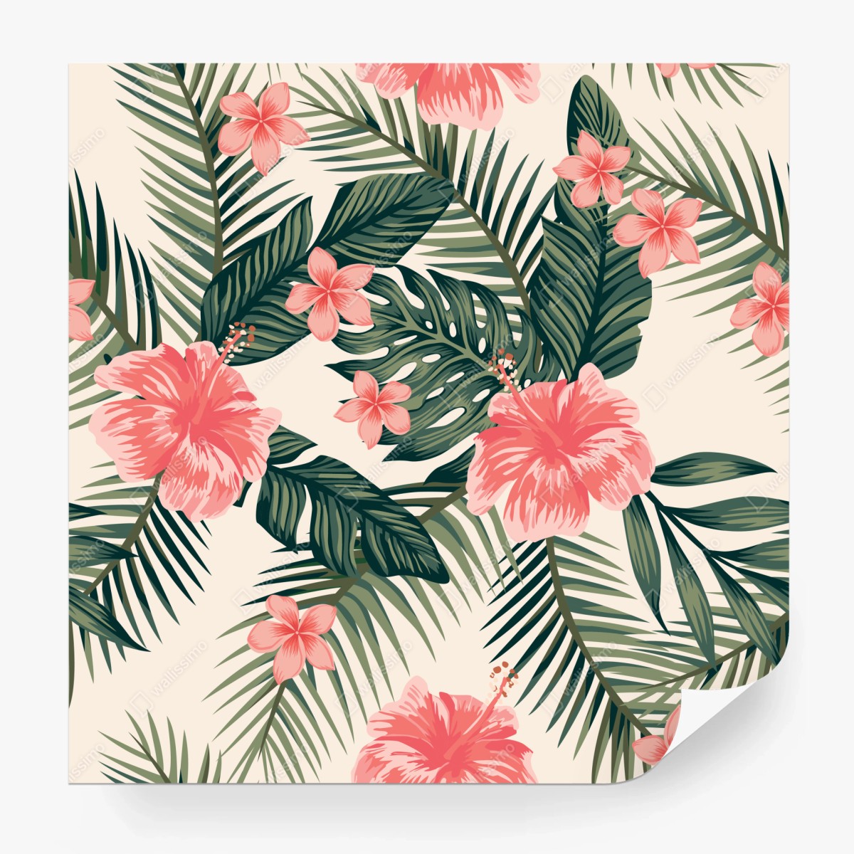 Wall mural tropical hibiscus floral pattern • Wallissimo®