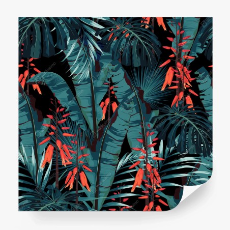 Wall mural tropical teal jungle foliage • Wallissimo®