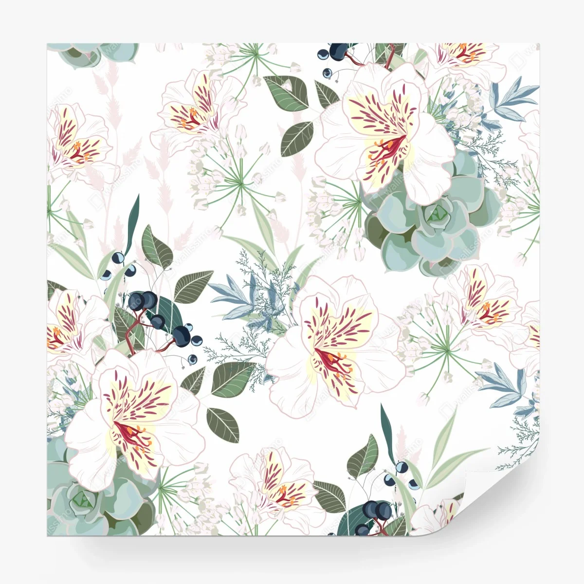Wall mural delicate pastel floral pattern ⁕ Wallissimo®