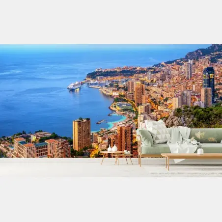 Wall mural Monaco coastal cityscape at dusk • Wallissimo®
