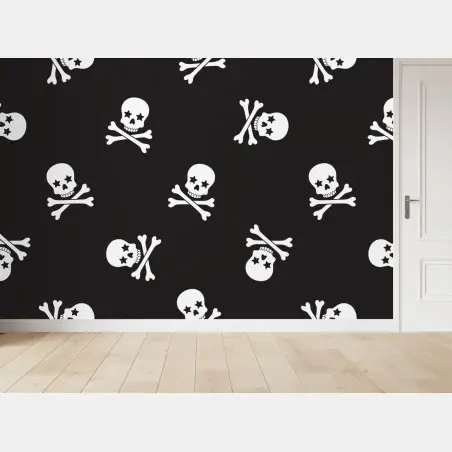 Wall mural skull and crossbones seamless pattern • Wallissimo®