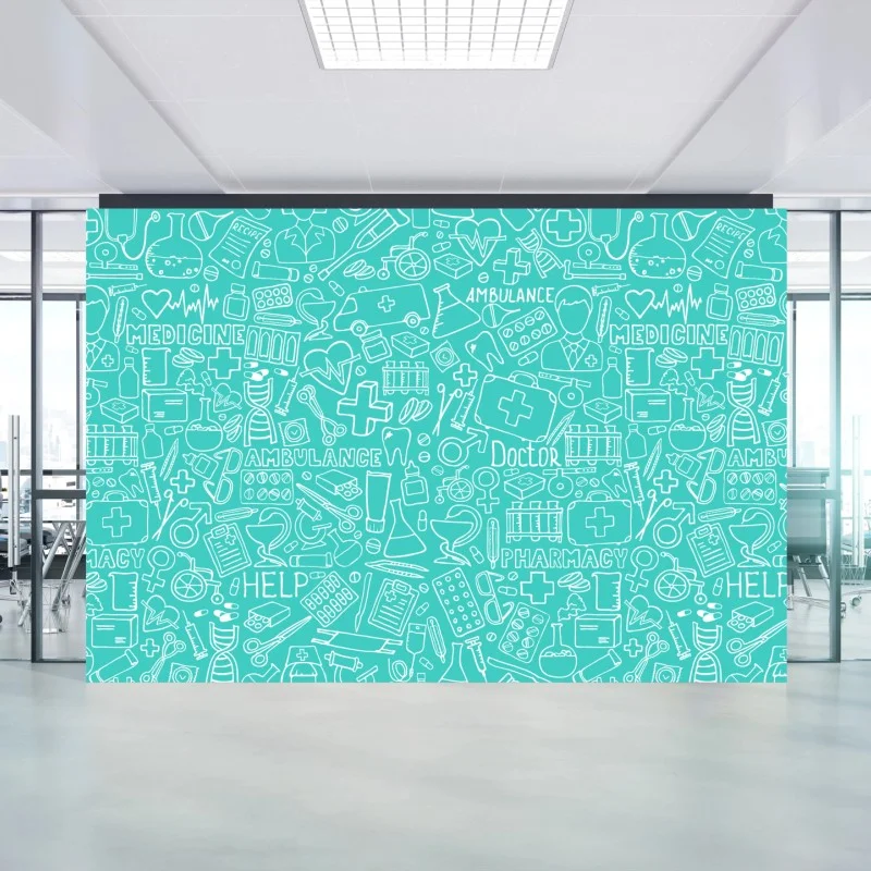 Wall mural turquoise medical icons seamless pattern