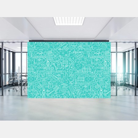 Wall mural turquoise medical icons seamless pattern • Wallissimo®