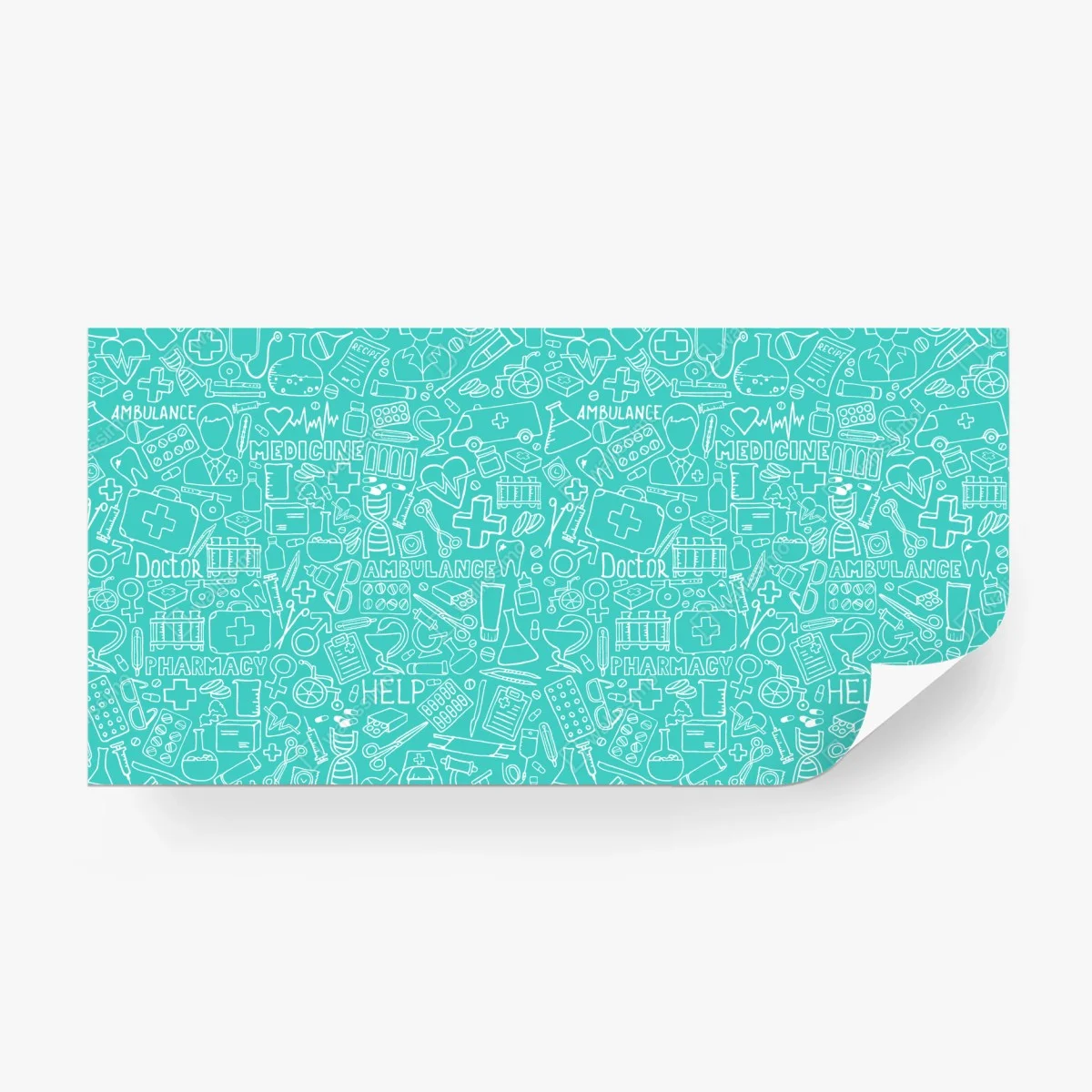 Wall mural turquoise medical icons seamless pattern ⁕ Wallissimo®